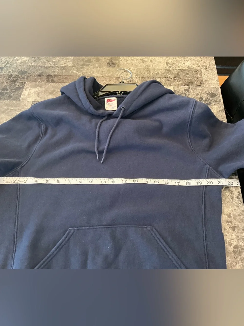 J. Crew 14oz Fall Fleece Heritage Hoodie Navy Pullover Sweatshirt Mens Unisex SM